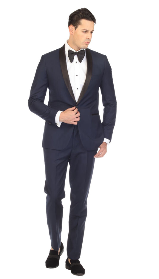 Regent Navy/Black Slim Fit Shawl Lapel 2-Piece Tuxedo Suit Set