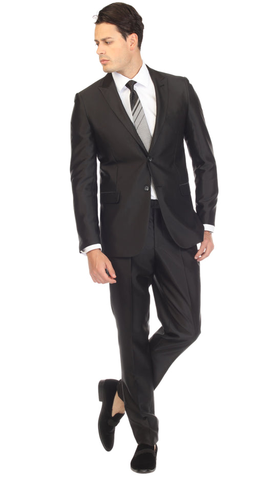 Hastings Black Oxford Sharkskin Slim Fit 2-Piece Suit