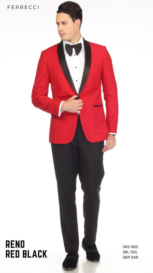 Regent Red/Black Slim Fit Shawl Lapel 2-Piece Tuxedo Suit Set