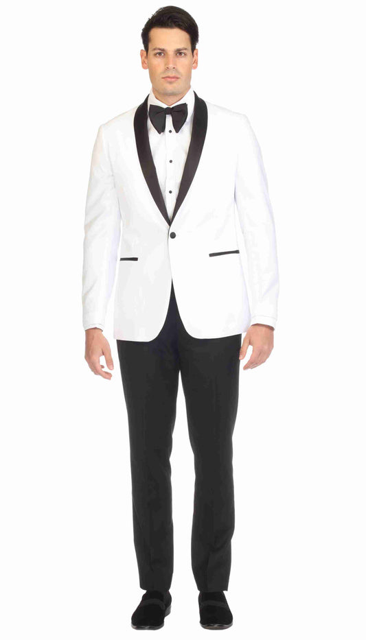 Regent White/Black Slim Fit Shawl Lapel 2-Piece Tuxedo Suit Set