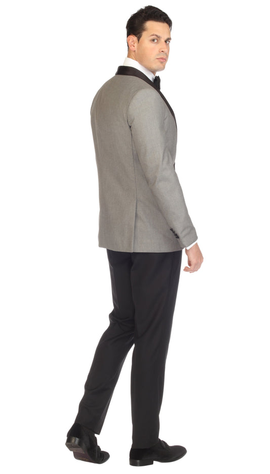 Regent Grey and Black Slim Fit Shawl Lapel 2-Piece Tuxedo Suit Set