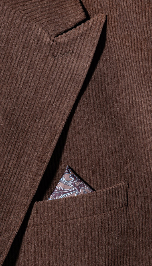 Fontainebleau Brown 2-Piece Cotton Corduroy Notch Lapel Suit