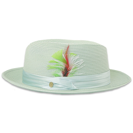 Mar Azul Crushable Straw Hat Fedora in Jade