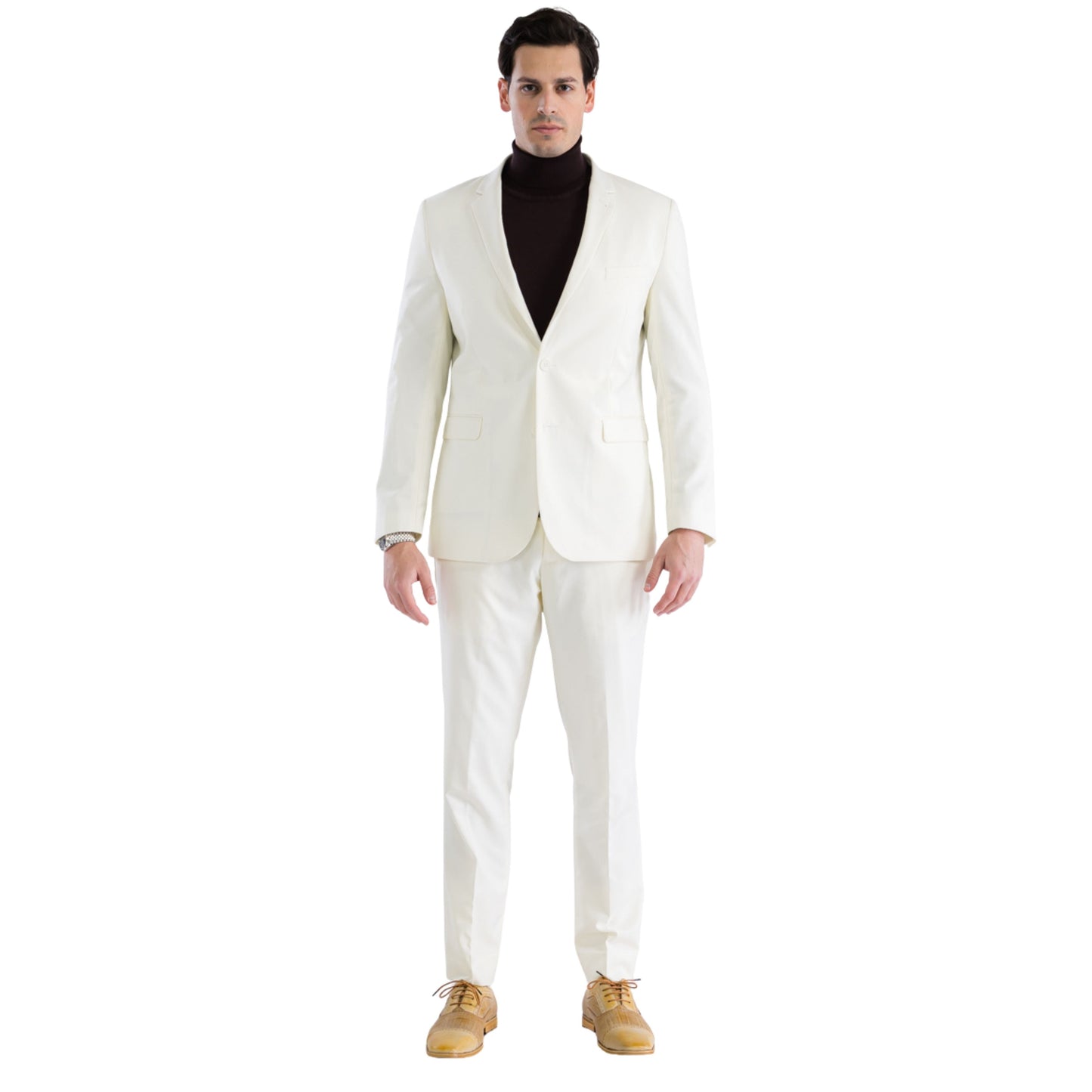 Monarch Off White Slim Fit Notch Lapel 2-Piece Suit
