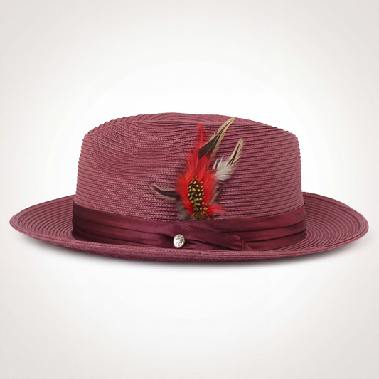 Mar Azul Crushable Straw Hat Fedora in Burgundy