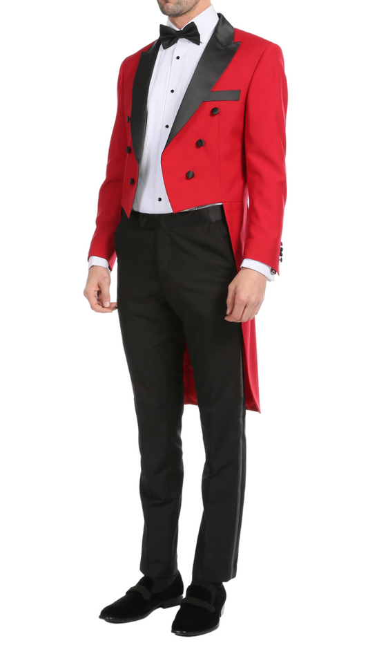 Barrington Red Regular Fit Peak Lapel Tailcoat Tuxedo Set