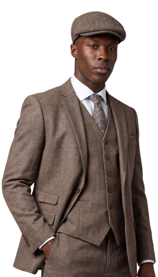 Herringbone Brown Flat Ivy Cap