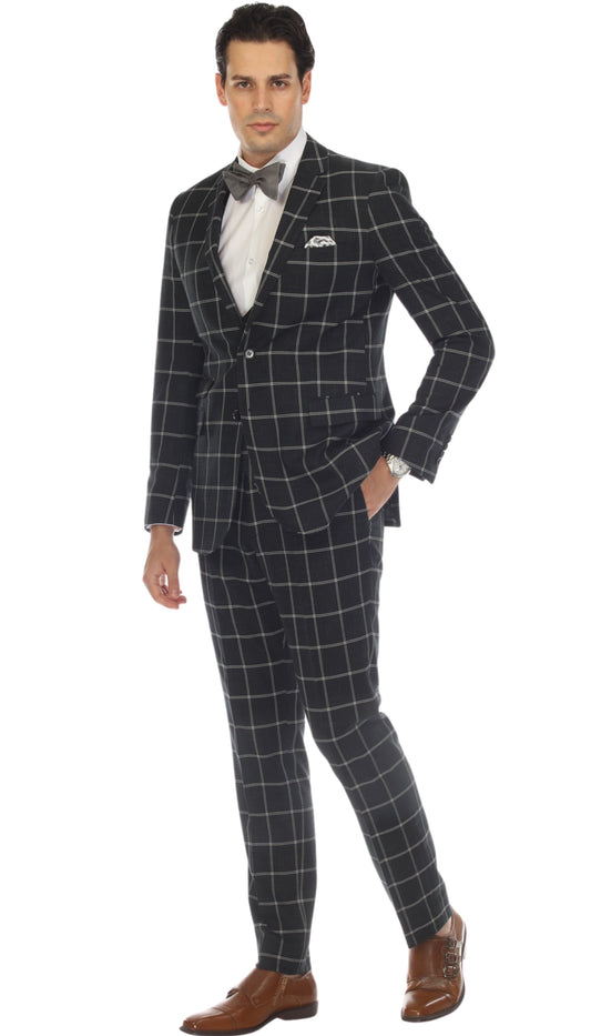 Baron Copper Hunter Green 2 Button Slim Notch Lapel Suit With Pick stitching "U" Shaped Vest Double Breasted Vest