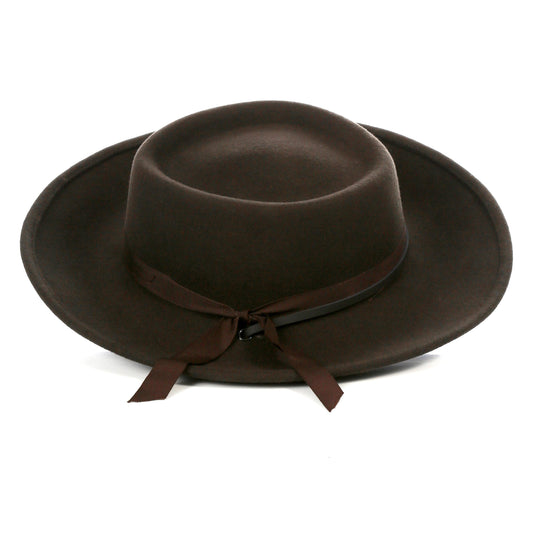 Dark Brown Wide Brim Fedora - Earp - Ferrecci USA