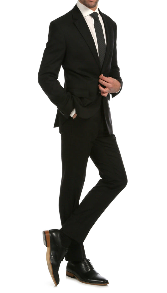 Castile Black Premium 2-Piece Wool Slim Fit Suit