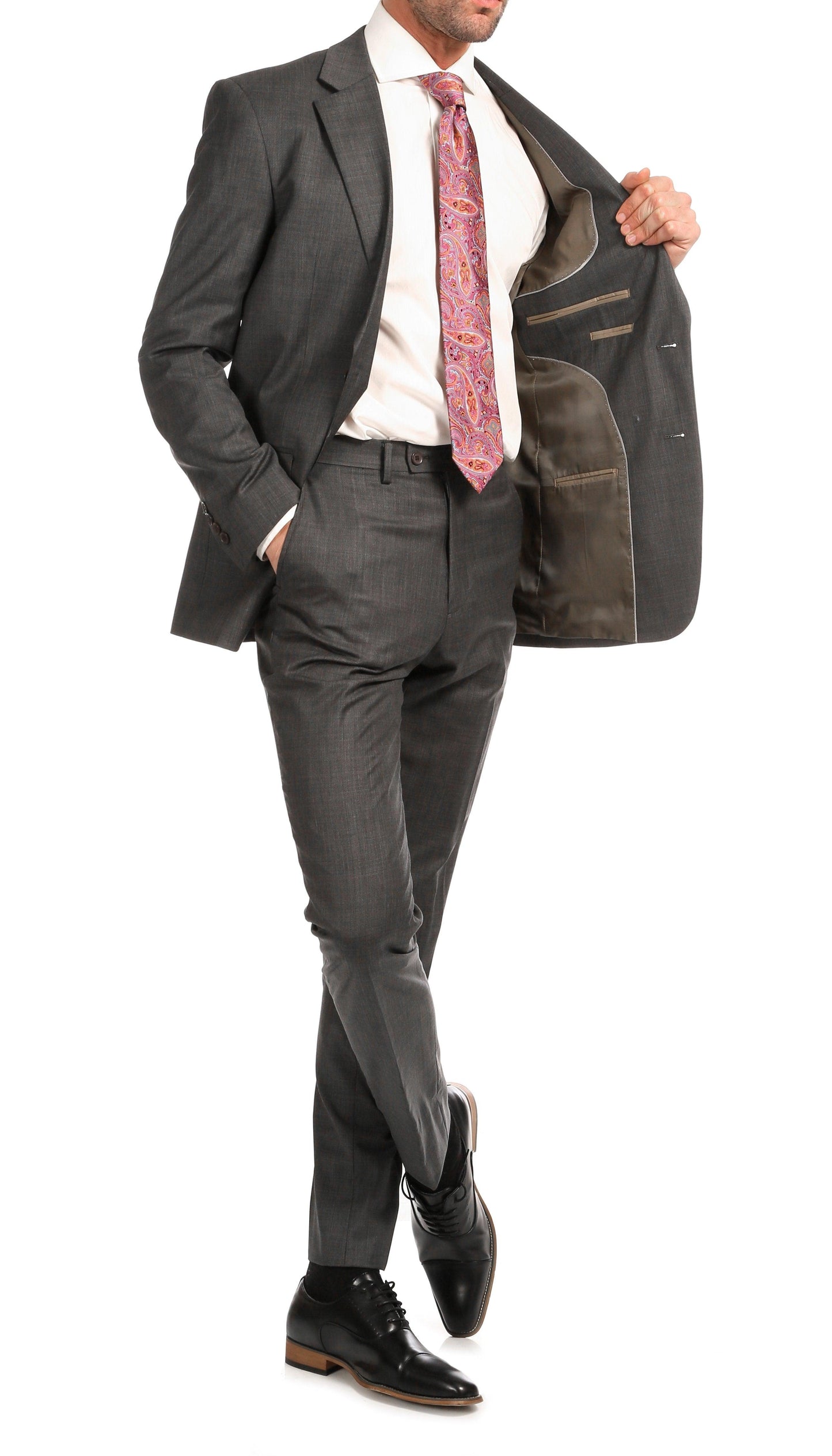 Castile Heather Grey Premium 2-Piece Wool Slim Fit Suit