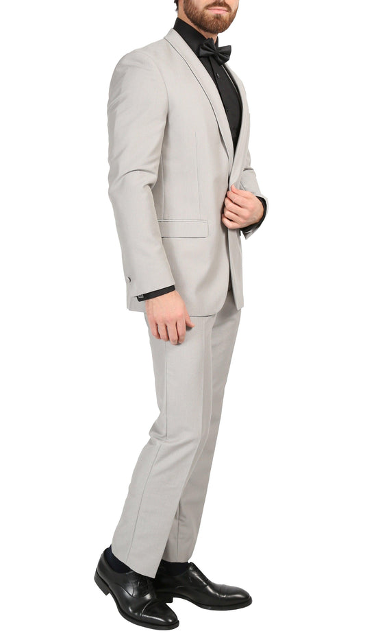 Belvedere Grey Slim Fit Shawl Collar 3-Piece Tuxedo