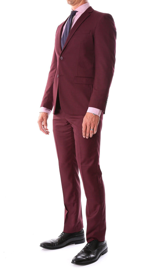 Monarch Burgundy Notch Lapel 2-Piece Slim Fit Suit