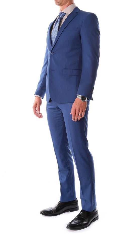 Monarch Indigo Blue Slim Fit Notch Lapel 2-Piece Suit