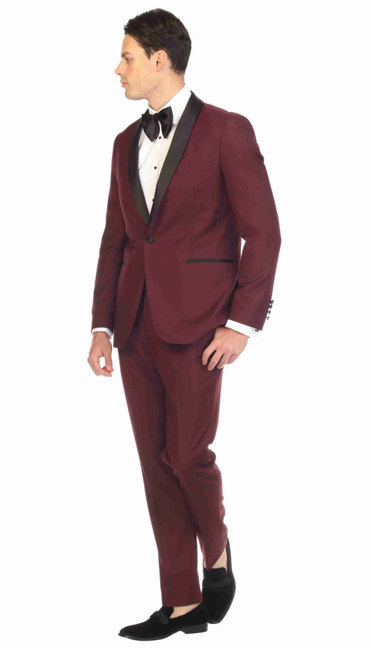 Regent Burgundy Slim Fit Shawl Lapel 2-Piece Tuxedo Suit Set