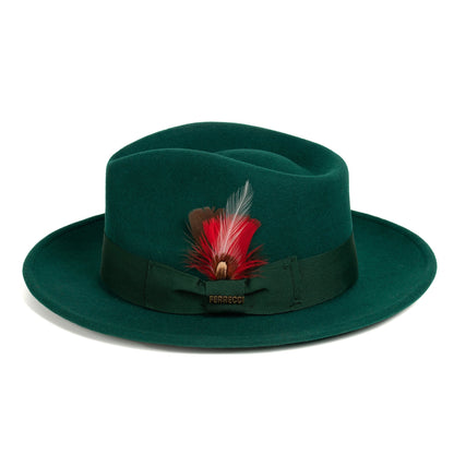 Crushable Hunter Green 100% Australian Wool Fedora Hat