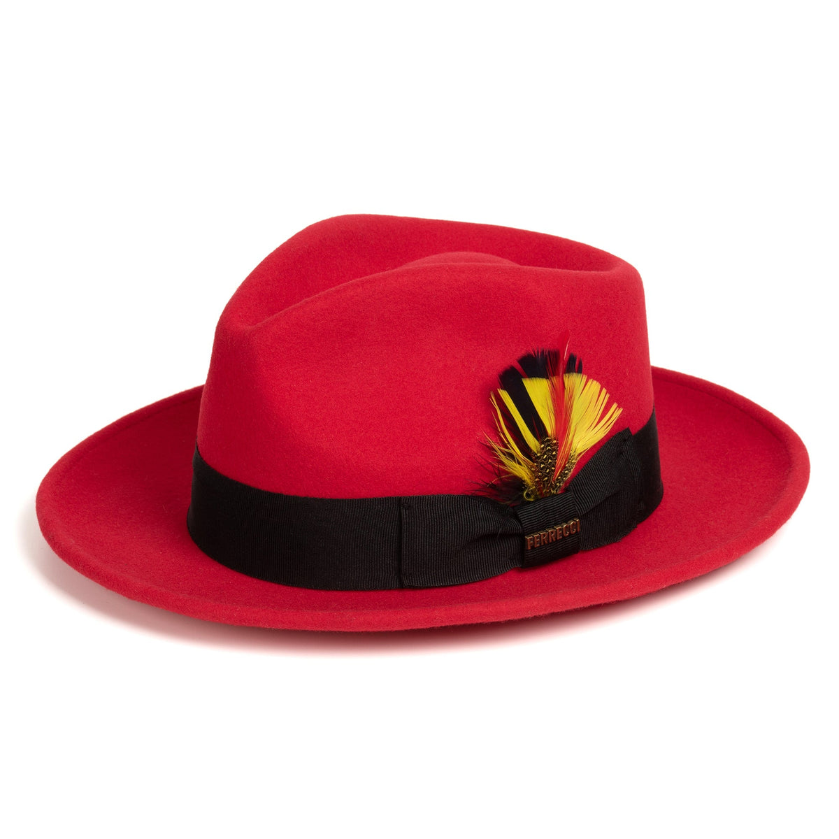 Ferrecci 100% Australian Wool Crushable Red/Black Fedora Hat by FERRECCI — front view