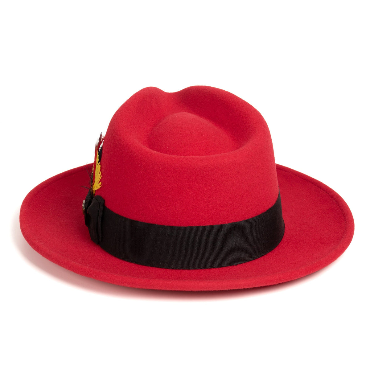 Ferrecci 100% Australian Wool Crushable Red/Black Fedora Hat by FERRECCI — back view