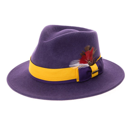Australian Wool Purple and Gold Grayson Fedora Hat