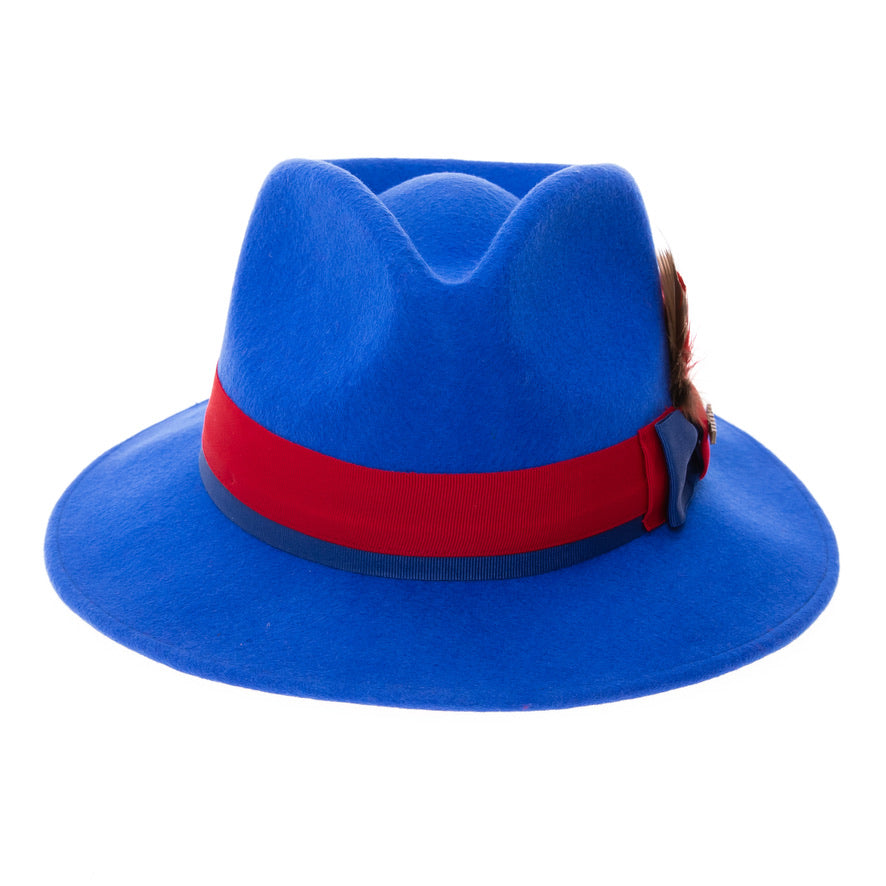 Australian Wool Royal Blue and Red Grayson Fedora Hat