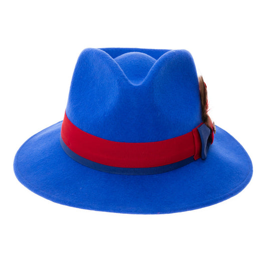 Australian Wool Royal Blue and Red Grayson Fedora Hat