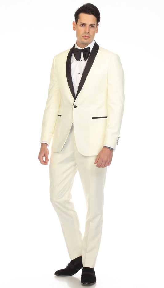 Regent Off-White Slim Fit Shawl Lapel 2-Piece Tuxedo Suit Set