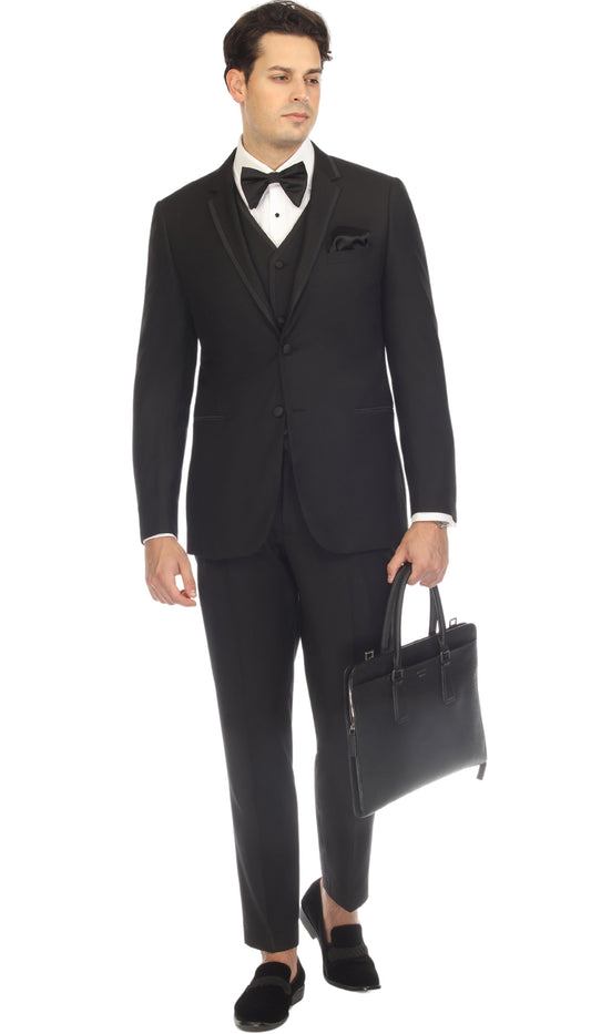 Braganza Black Slim Fit Notch Lapel 2-Piece Tuxedo