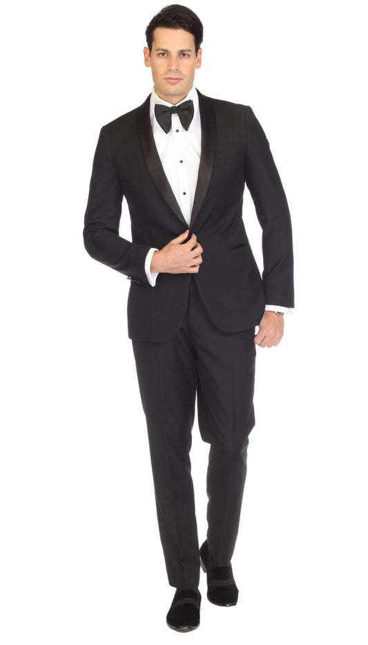 Regent Black Slim Fit Shawl Lapel 2-Piece Tuxedo Suit Set