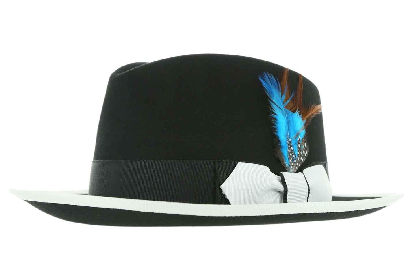 Australian Wool Black and White Trilby Fedora Hat