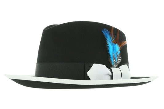 Australian Wool Black and White Trilby Fedora Hat