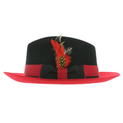 Australian Wool Red and Black Puck Trilby Fedora Hat