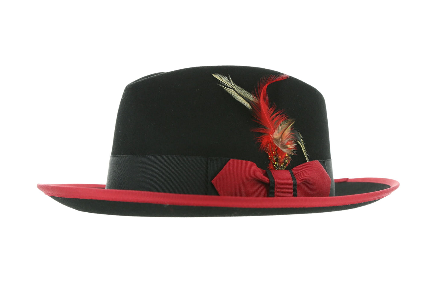 Australian Wool Black and Red Trilby Fedora Hat