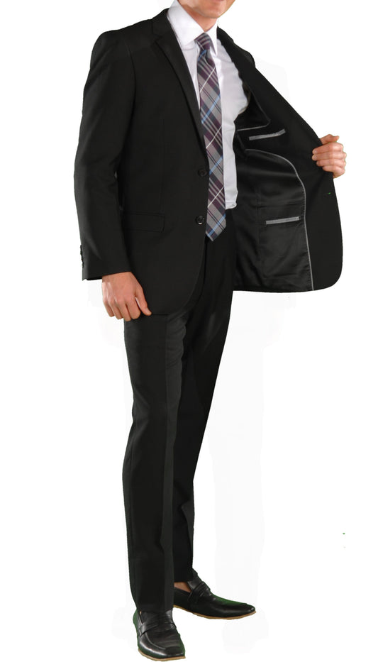 Savoy Black Regular Fit 2-Piece Suit