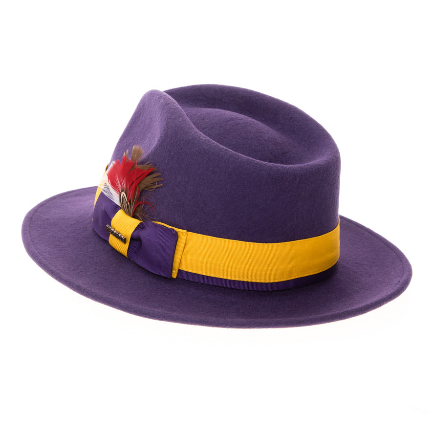 Australian Wool Purple and Gold Grayson Fedora Hat