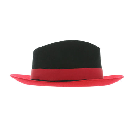 Australian Wool Red and Black Puck Trilby Fedora Hat