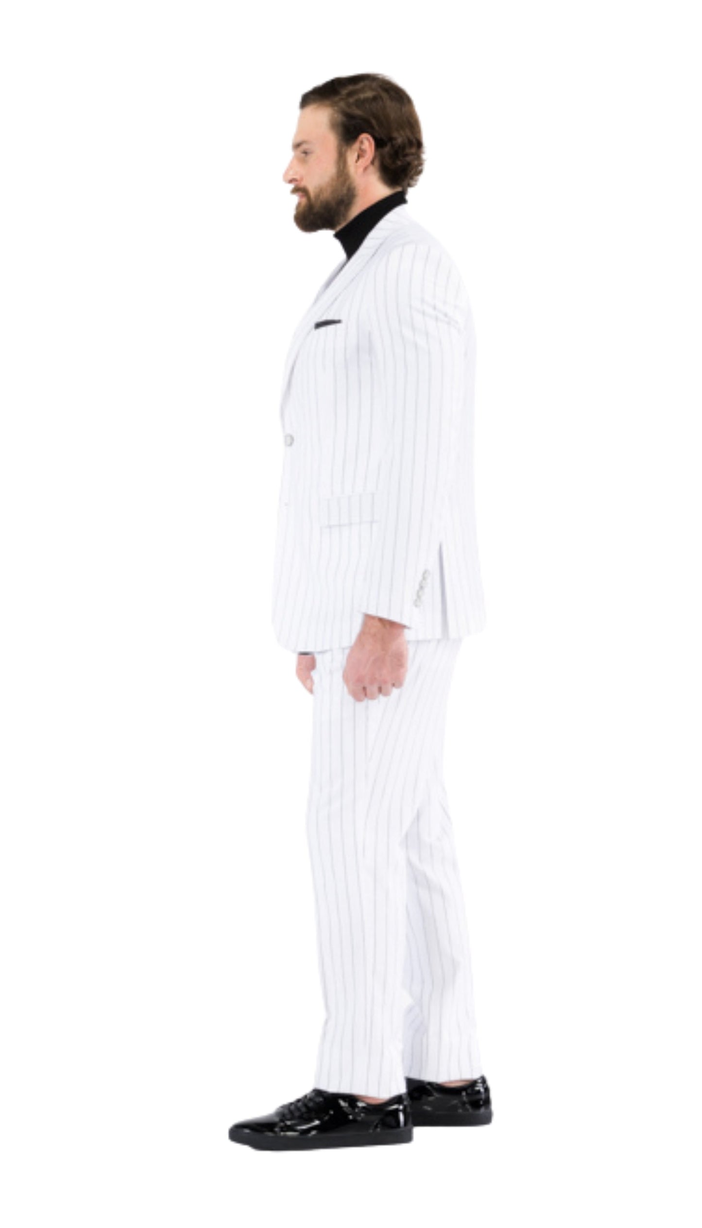 Hanover White Black 2 Button Slim Peak Lapel Suit With Pick Stitching Ticket Pocket Double Breasted Vest With Shawl Lapel