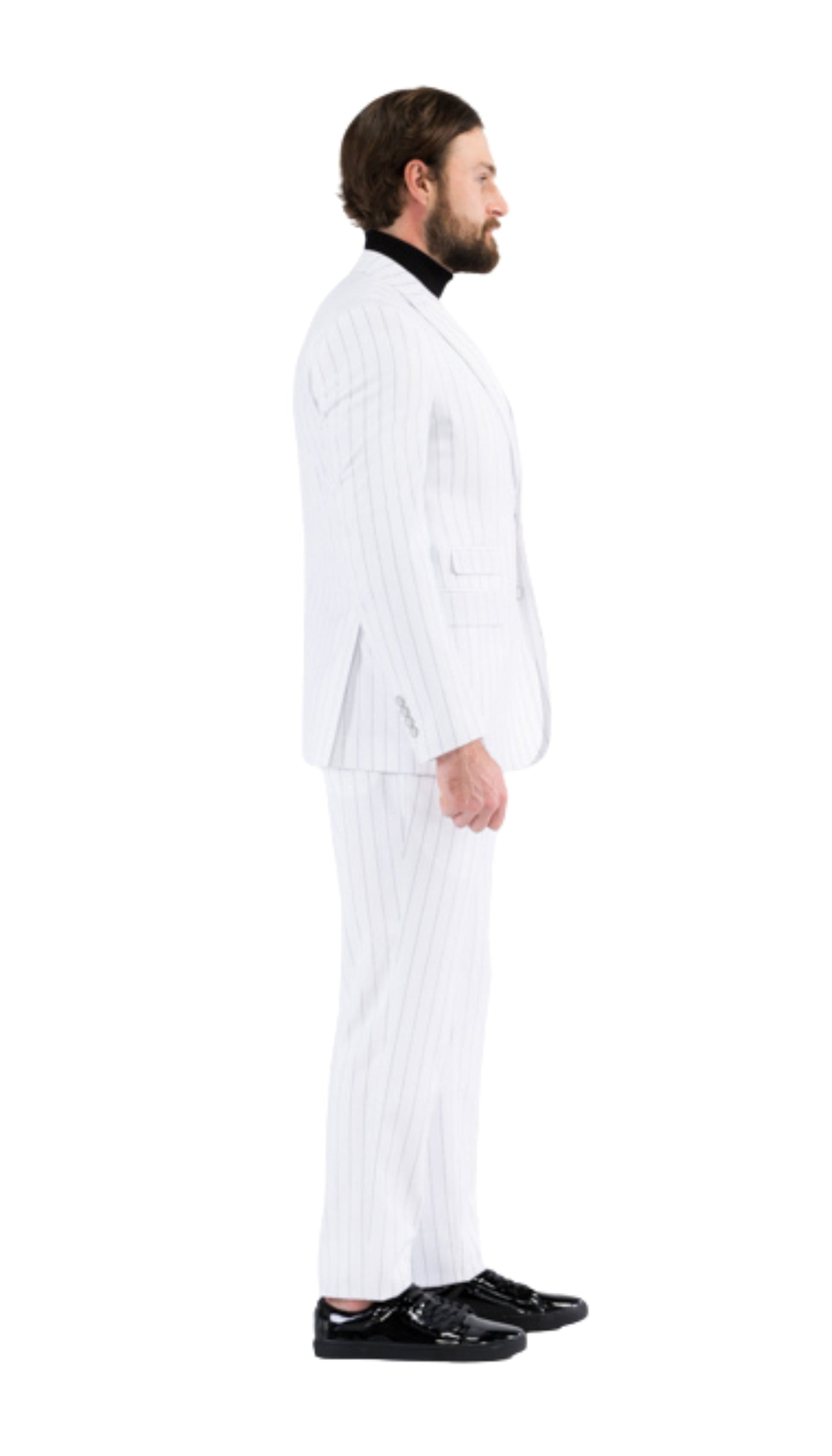 Hanover White Black 2 Button Slim Peak Lapel Suit With Pick Stitching Ticket Pocket Double Breasted Vest With Shawl Lapel