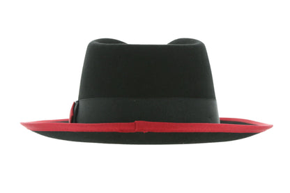 Australian Wool Black and Red Trilby Fedora Hat