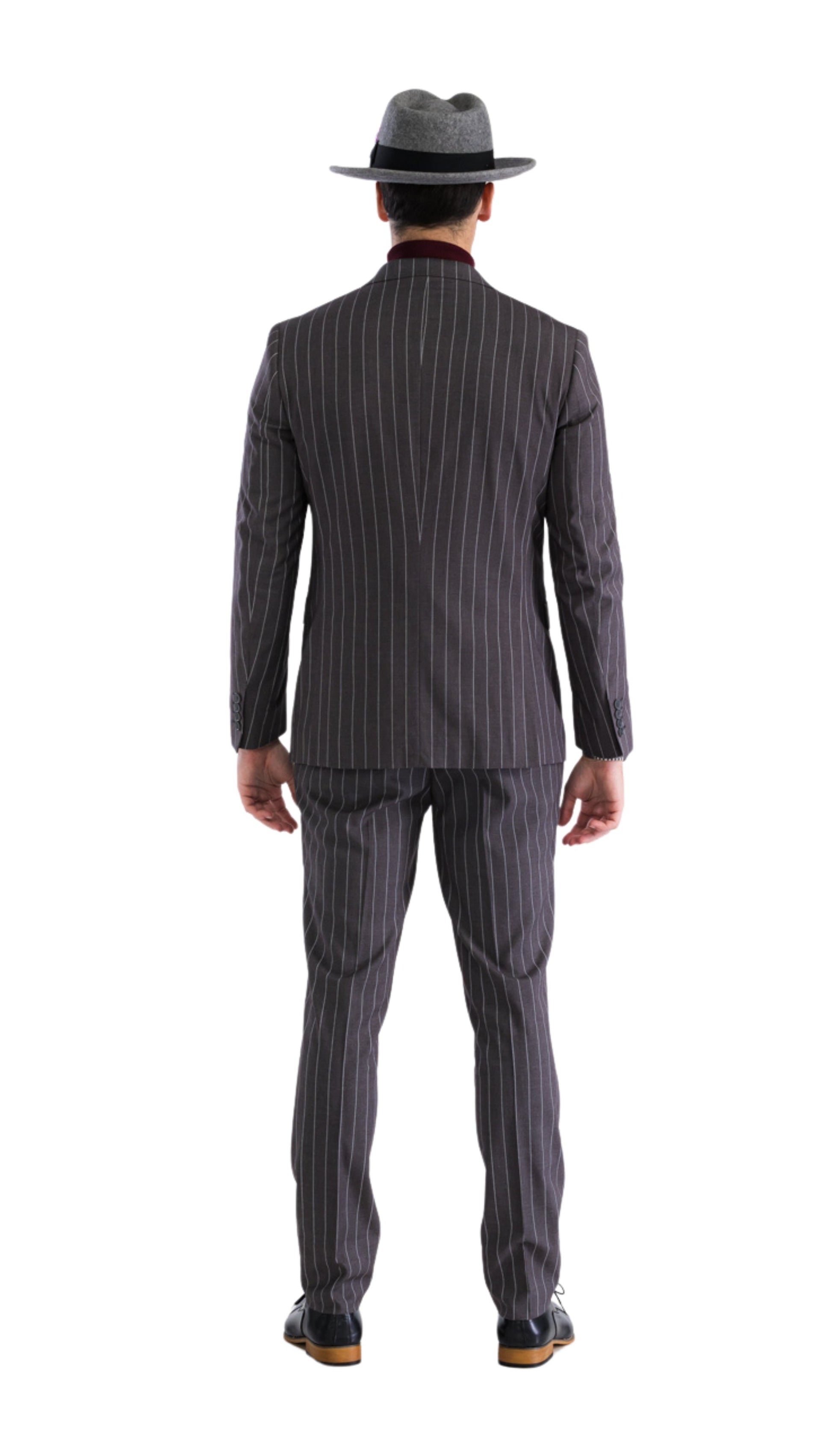 Hanover Grey White 2 Button Slim Peak Lapel Suit With Pick stitching Ticket Pocket Double Breasted Vest With Shawl Lapel