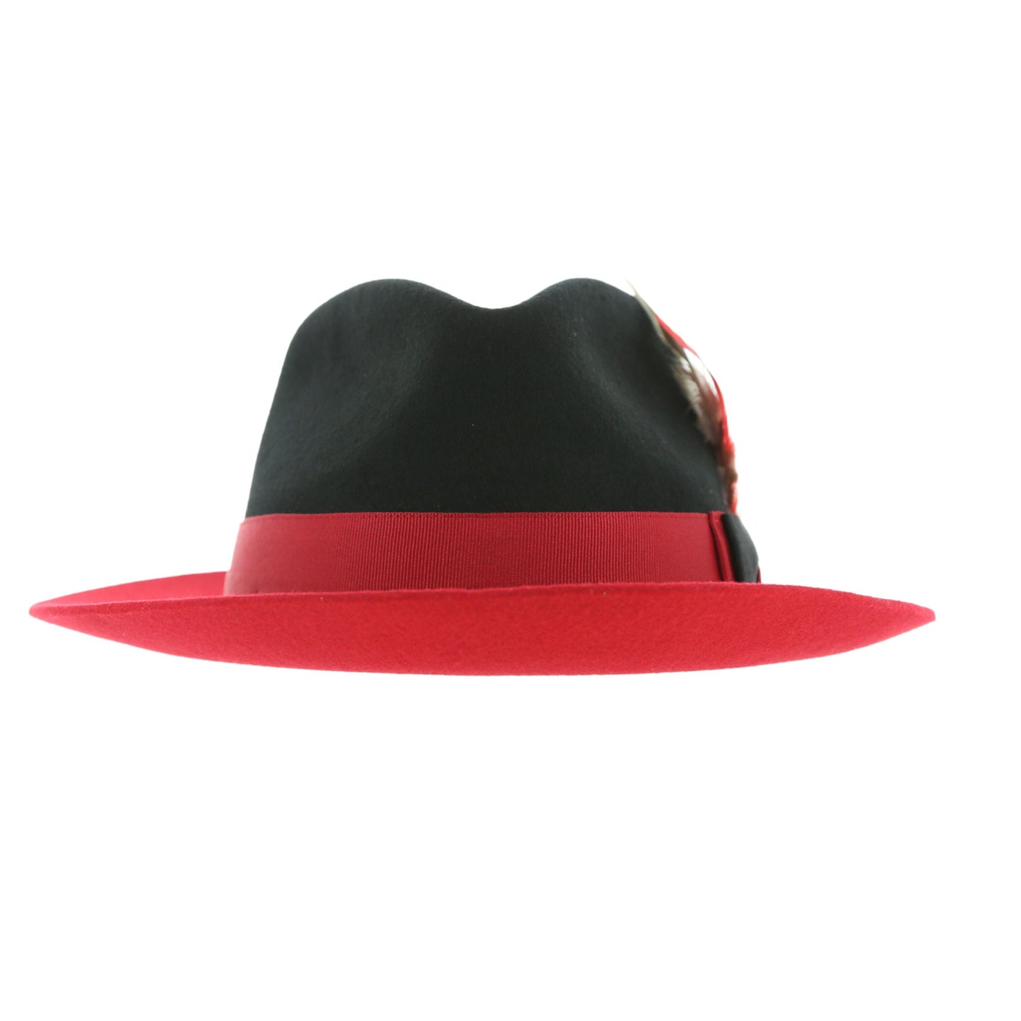Australian Wool Red and Black Puck Trilby Fedora Hat