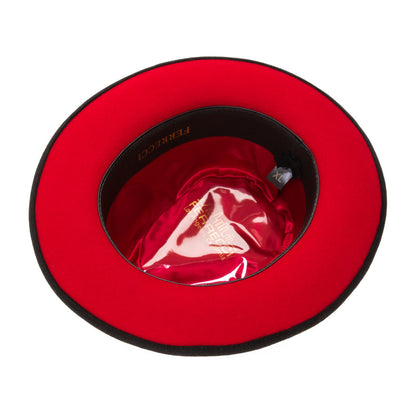 Australian Wool Black and Red Grayson Fedora Hat