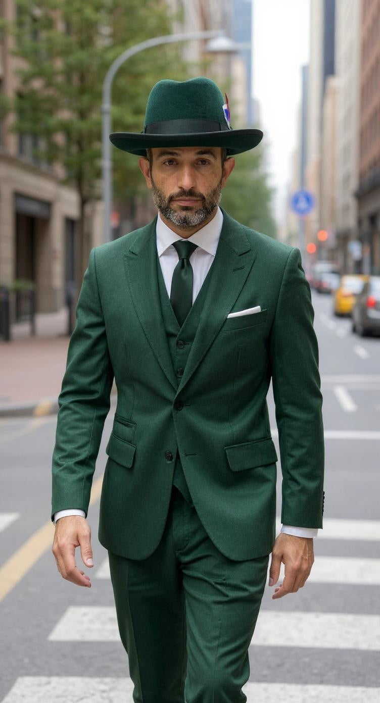 Australian Premium Wool Hunter Green Godfather Hat