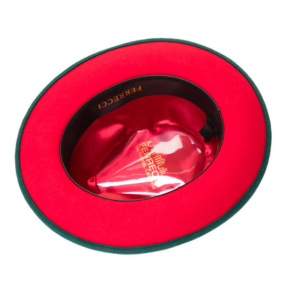 Australian Wool Hunter Green and red Grayson Fedora Hat