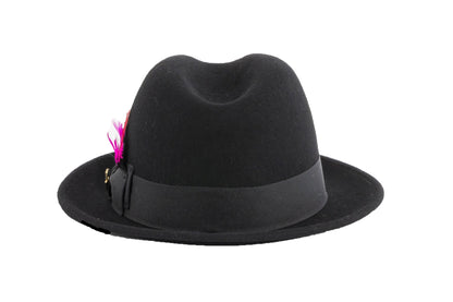 Australian Premium Wool Black Brooks Fedora Hat