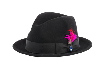 Australian Premium Wool Black Brooks Fedora Hat