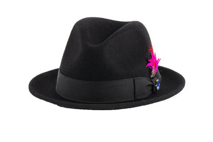 Australian Premium Wool Black Brooks Fedora Hat