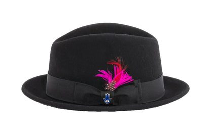 Australian Premium Wool Black Brooks Fedora Hat