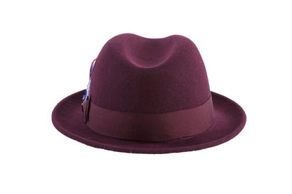 Australian Premium Wool Burgundy Brooks Fedora Hat