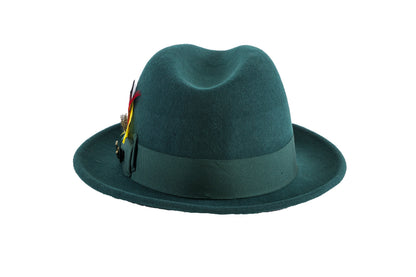Australian Premium Wool Hunter Green Brooks Fedora Hat