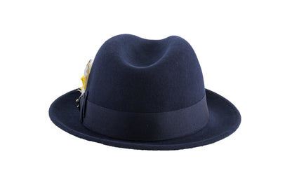 Australian Premium Wool Navy Brooks Fedora Hat
